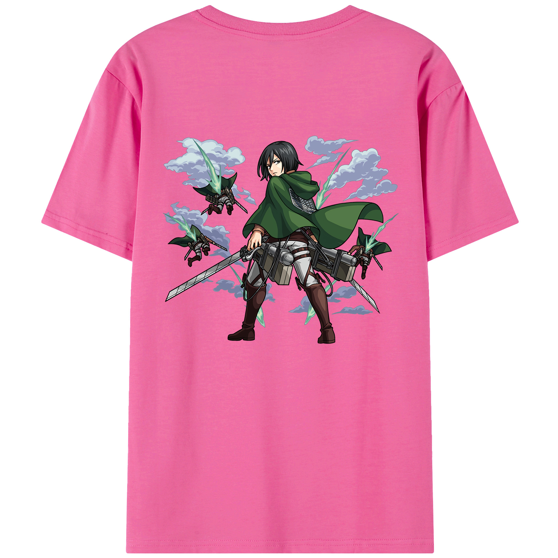 （画像用） 進撃の巨人 ミカサ·アッカーマン Attack on Titan Mikasa Ackerman レディース半袖Tシャツ(バックプリント)